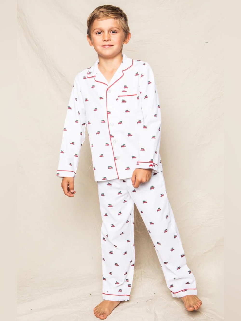 Petite Plume Kids Luxury Twill Pajama Top Holiday Journey Christmas Car - Picture 1 of 9